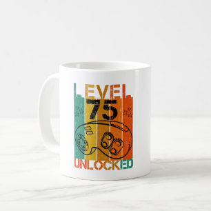 LEVEL 75 UNLOCKED FUNNY GAMER GEEK 70TH BIRTHDAY COFFEE MUG