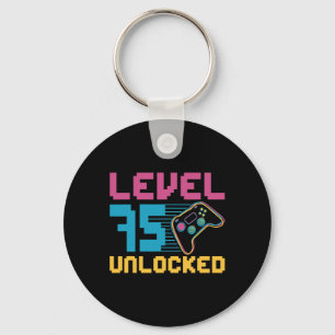 Level 75 Unlocked Gaming Birthday  Keychain