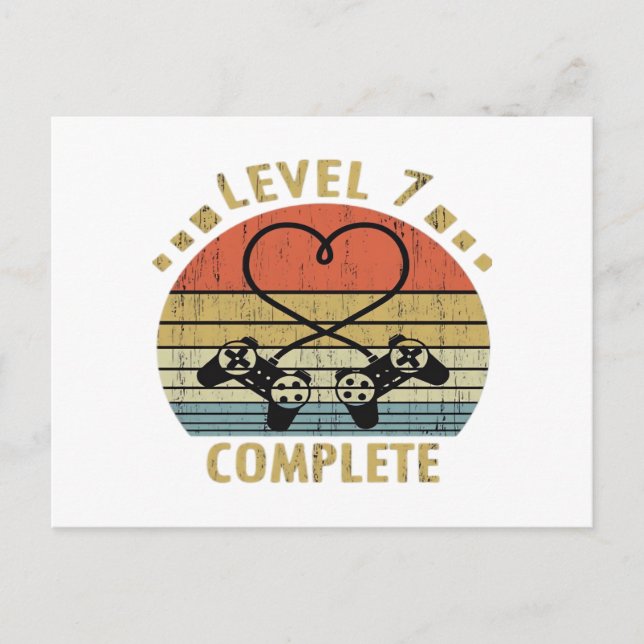 Level 7 Complete - 7th Wedding Anniversary Gift Vi Postcard (Front)
