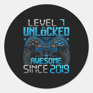 Level 7 Unlocked 7 Year Old For Boys 7th Birthday  Classic Round Sticker