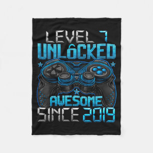 Level 7 Unlocked 7 Year Old For Boys 7th Birthday Fleece Blanket