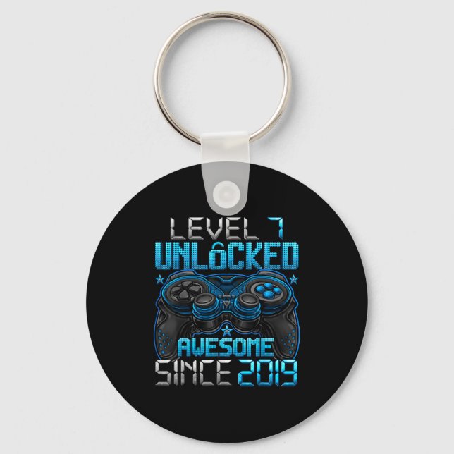Level 7 Unlocked 7 Year Old For Boys 7th Birthday  Keychain (Front)