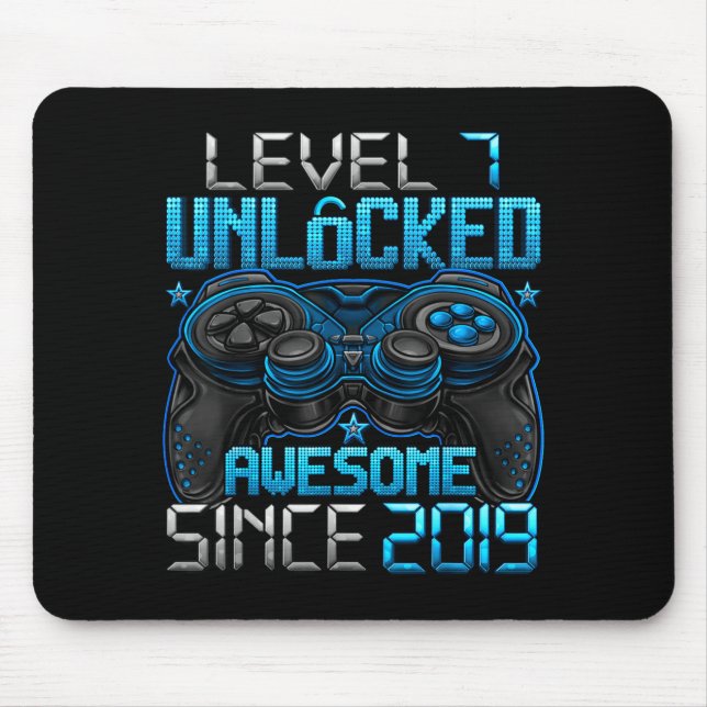 Level 7 Unlocked 7 Year Old For Boys 7th Birthday  Mouse Pad (Front)