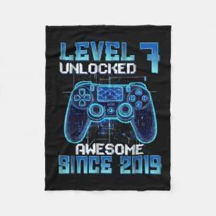 Level 7 unlocked 7th birthday boys video gamer fleece blanket