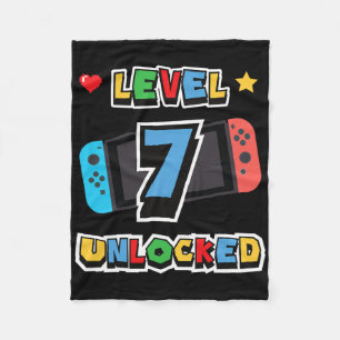 Level 7 Unlocked 7th Birthday Kids Video Game 7 Ye Fleece Blanket