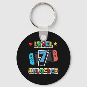 Level 7 Unlocked 7th Birthday Kids Video Game 7 Ye Keychain