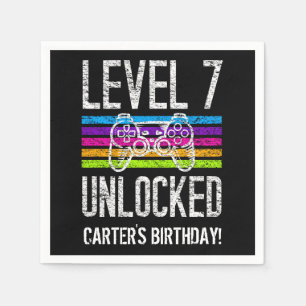 Level 7 Unlocked 7th Birthday Personalized Gamer Napkin