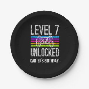 Level 7 Unlocked 7th Birthday Personalized Paper P Plate