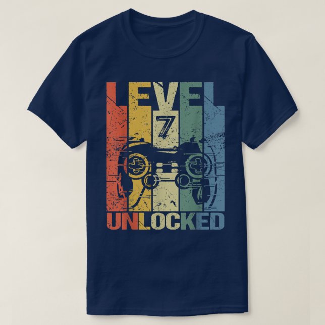 Level 7 Unlocked Awesome 2015 Video Game 7th Birth T-Shirt (Design Front)