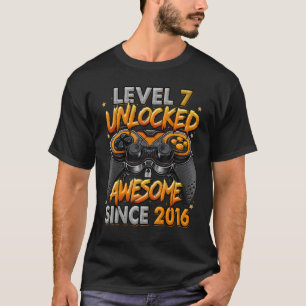 Level 7 Unlocked Awesome Since 2016 7th Birthday G T-Shirt