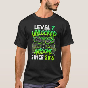 Level 7 Unlocked Awesome Since 2016 7th Birthday G T-Shirt