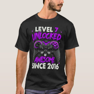 Level 7 Unlocked Awesome Since 2016 7th Birthday G T-Shirt