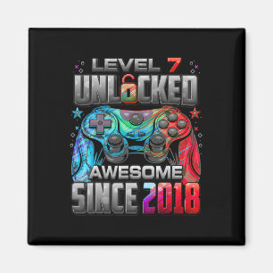 Level 7 Unlocked Awesome Since 2018 7th Birthday G Magnet