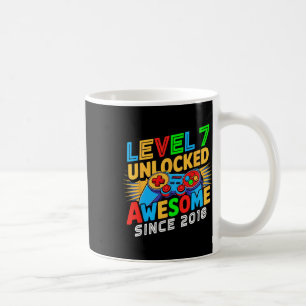 Level 7 Unlocked Awesome Since 7th Birthday Gamer Coffee Mug