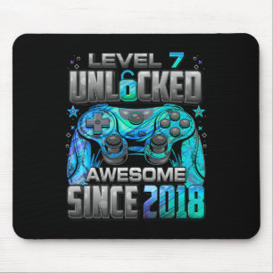 Level 7 Unlocked Awesome Since 7th Birthday Gaming Mouse Pad
