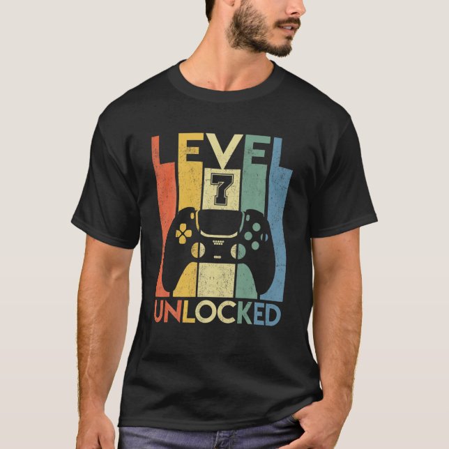 Level 7 Unlocked Birthday 6 Year Old Its My 7Th Bi T-Shirt (Front)