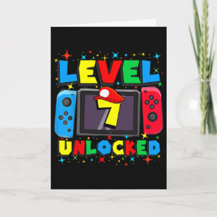 Level 7 Unlocked Gamer 7th Birthday Gift Video Gam Card