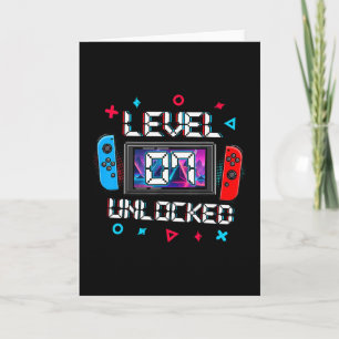 Level 7 Unlocked Gamer 7th Birthday Gift Video Gam Card