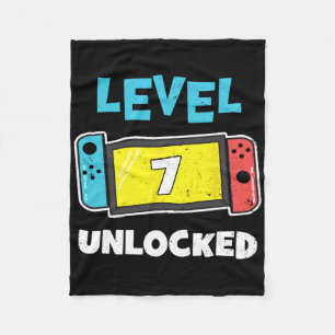 Level 7 Unlocked Gamer 7th Birthday Gift Video Gam Fleece Blanket