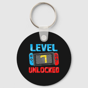 Level 7 Unlocked Gamer 7th Birthday Gift Video Gam Keychain