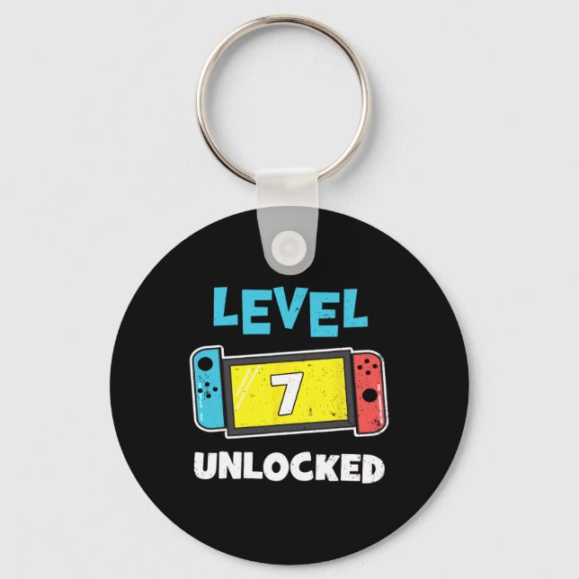 Level 7 Unlocked Gamer 7th Birthday Gift Video Gam Keychain (Front)