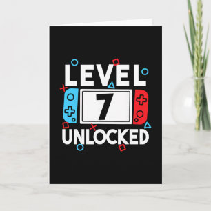 Level 7 Unlocked Gamer 7th Birthday Video Game Boy Card