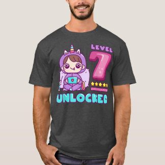 Level 7 Unlocked, Unicorn Gamer Girl Birthday 7 T-Shirt