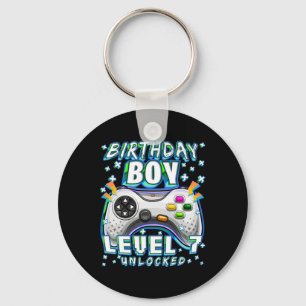 Level 7 Unlocked Video Game 7th Birthday Gamer Boy Keychain