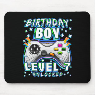 Level 7 Unlocked Video Game 7th Birthday Gamer Boy Mouse Pad