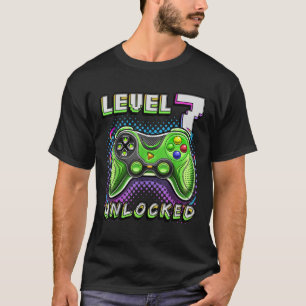 Level 7 Unlocked Video Game 7th Birthday Gamer Boy T-Shirt