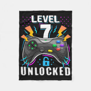 Level 7 Unlocked Video Game 7th Birthday Gamer Gif Fleece Blanket