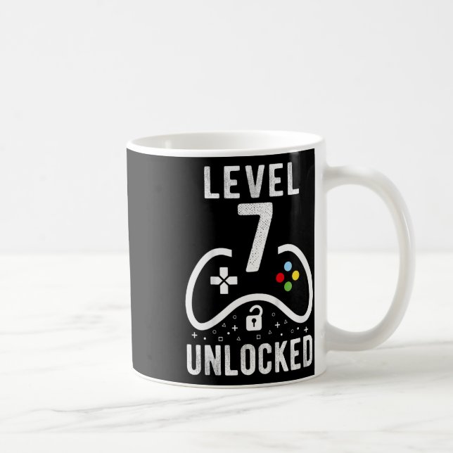 Level 7 Unlocked Video Game 7th Birthday Gift  Coffee Mug (Right)