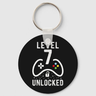 Level 7 Unlocked Video Game 7th Birthday Gift Keychain