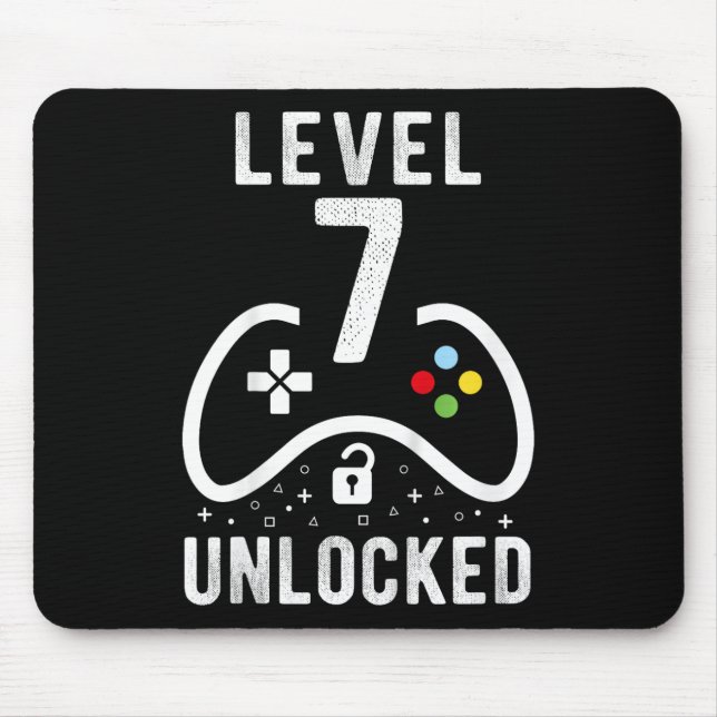 Level 7 Unlocked Video Game 7th Birthday Gift  Mouse Pad (Front)