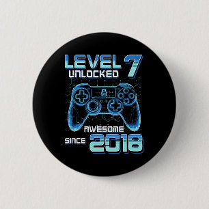 Level 7 Unlocked Video Game Party 7th Birthday Gam 2 Inch Round Button