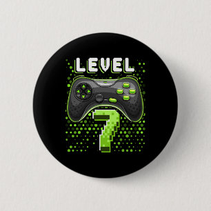 Level 7 Video Game Controller 7th Birthday Gamer G 2 Inch Round Button