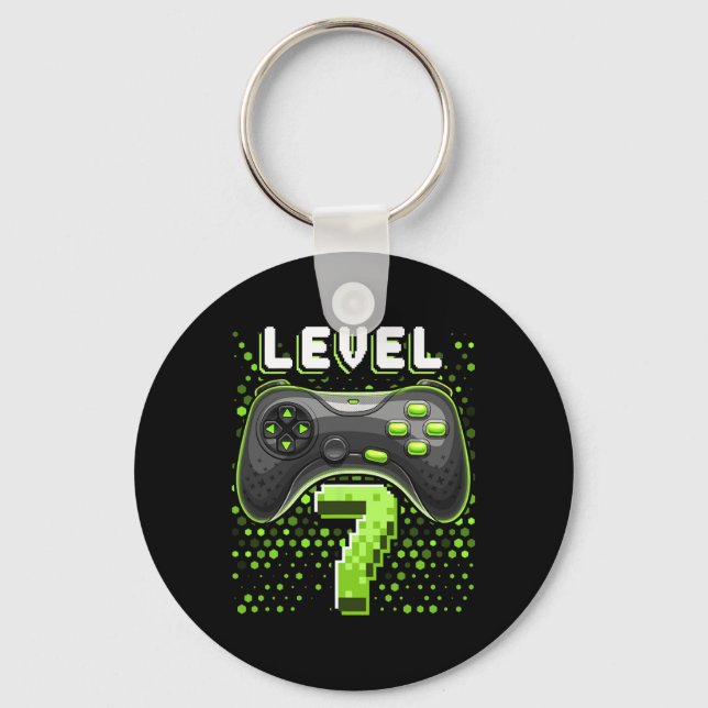 Level 7 Video Game Controller 7th Birthday Gamer G Keychain (Front)