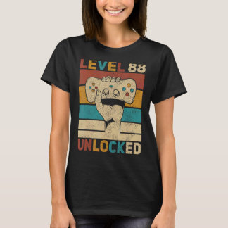 Level 88 Unlocked 88th Birthday 88 Years Old Gamer T-Shirt