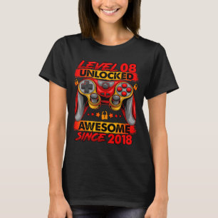 Level 8 Unlocked 8 Year Old Boys 8th Birthday Boy  T-Shirt