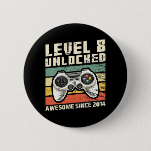 Level 8 Unlocked Awesome 2014 Video Game 8th Birth 2 Inch Round Button