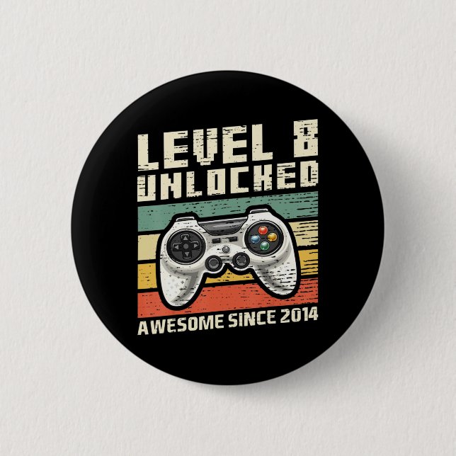Level 8 Unlocked Awesome 2014 Video Game 8th Birth 2 Inch Round Button (Front)