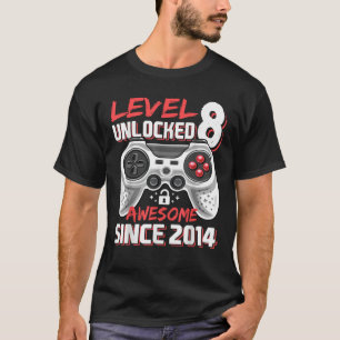 Level 8 Unlocked Awesome 2014 Video Game 8th Birth T-Shirt