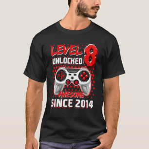 Level 8 Unlocked Awesome 2014 Video Game 8th Birth T-Shirt