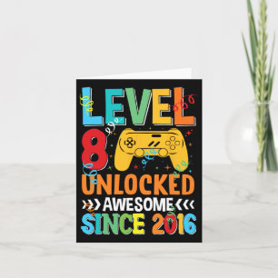 Level 8 Unlocked Awesome 2016 8th Birthday Video G Card