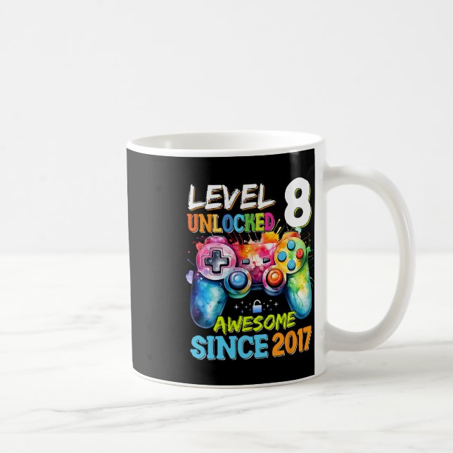 Level 8 Unlocked Awesome 2017 Video Games Birthday Coffee Mug (Right)