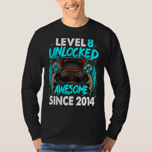 Level 8 Unlocked Awesome Since 2014 8th Birthday G T-Shirt