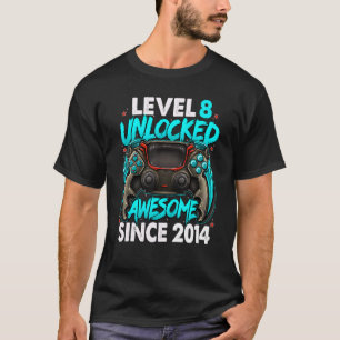 Level 8 Unlocked Awesome Since 2014 8th Birthday G T-Shirt