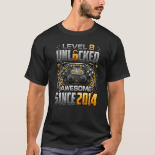 Level 8 Unlocked Awesome Since 2014 8th Birthday G T-Shirt