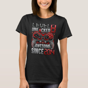 Level 8 Unlocked Awesome Since 2014 8th Birthday T-Shirt