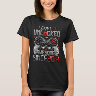 Level 8 Unlocked Awesome Since 2014 8th Birthday T-Shirt